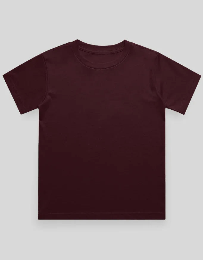 Crew Neck T-Shirt | 0-4 Yrs | For Both Girls & Boys | Maroon - Avaiya Store