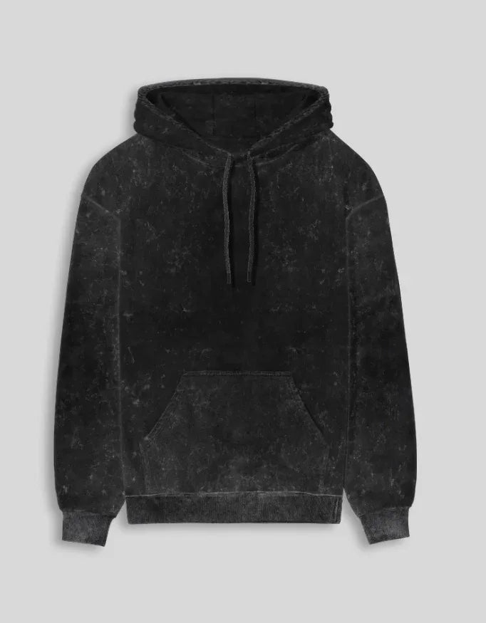 Plain Black Acid Washed Hoodie | For Man And Woman - Avaiya Store