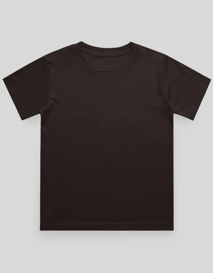 Crew Neck T-Shirt | 5-13 Yrs | For Both Girls & Boys | Coffee Brown - Avaiya Store