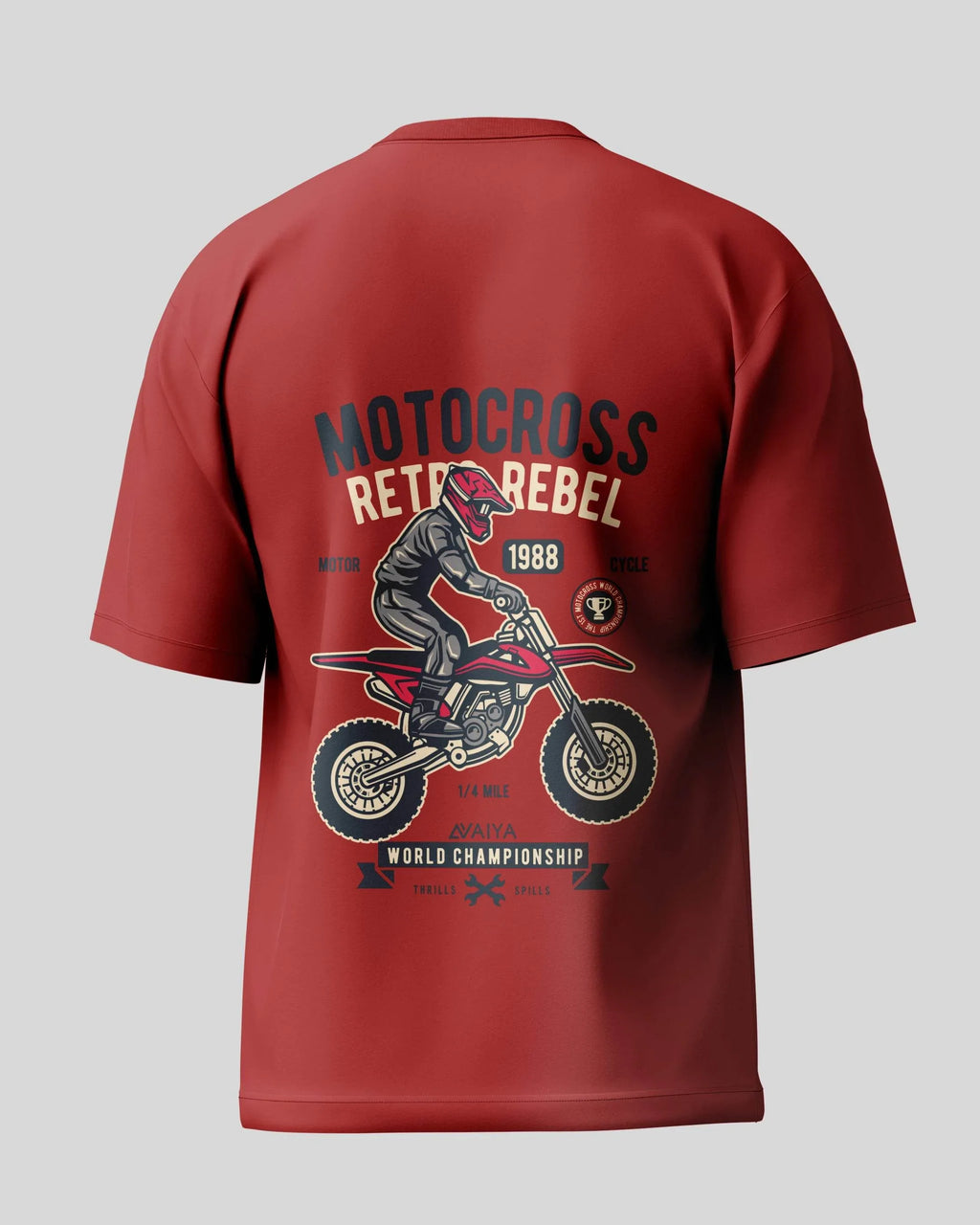 Motocross Retro Rebel Oversized T-Shirt | Red | Premium Quality by AvaiYa | Unisex - Avaiya Store