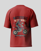 Motocross Retro Rebel Oversized T-Shirt | Red | Premium Quality by AvaiYa | Unisex - Avaiya Store