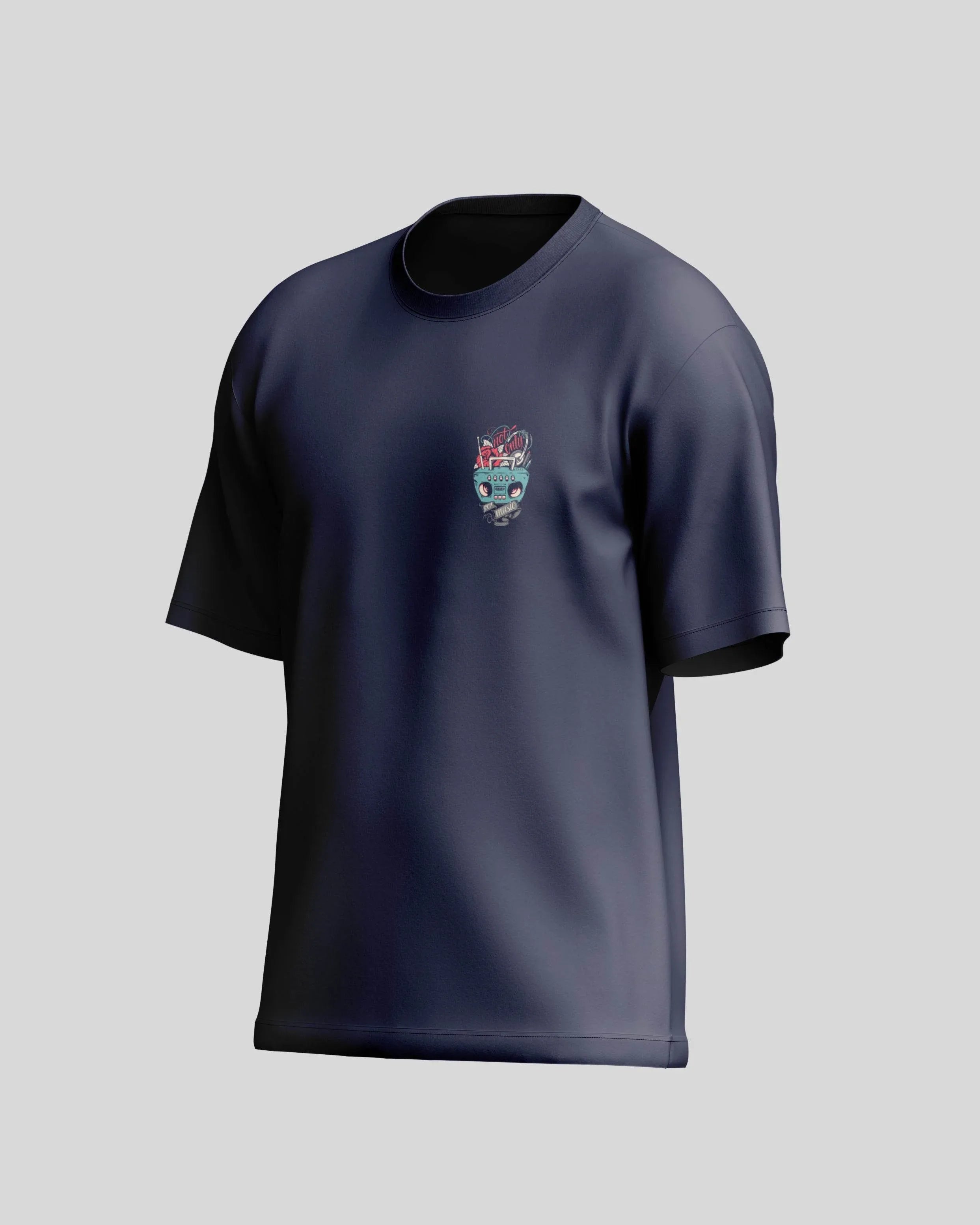 Not Only For music Oversized T-Shirt | Navy Blue | Premium Quality by AvaiYa - Avaiya Store
