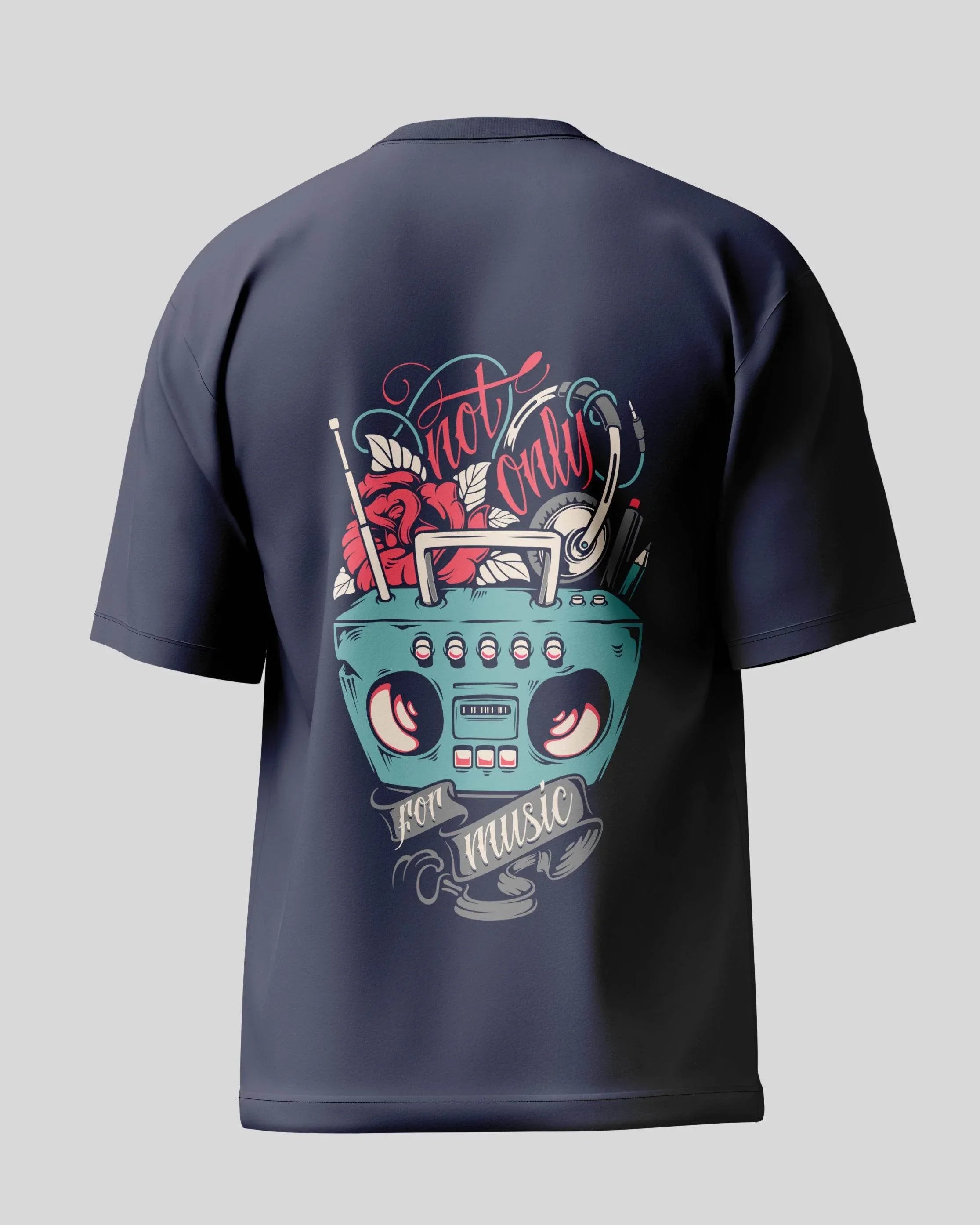 Not Only For music Oversized T-Shirt | Navy Blue | Premium Quality by AvaiYa - Avaiya Store