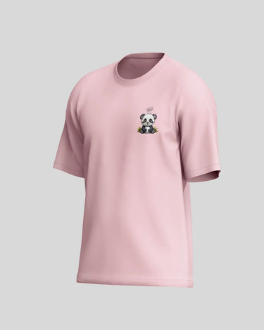 Panda Oversized T-Shirt | Light Baby Pink | Premium Quality by AvaiYa - Avaiya Store
