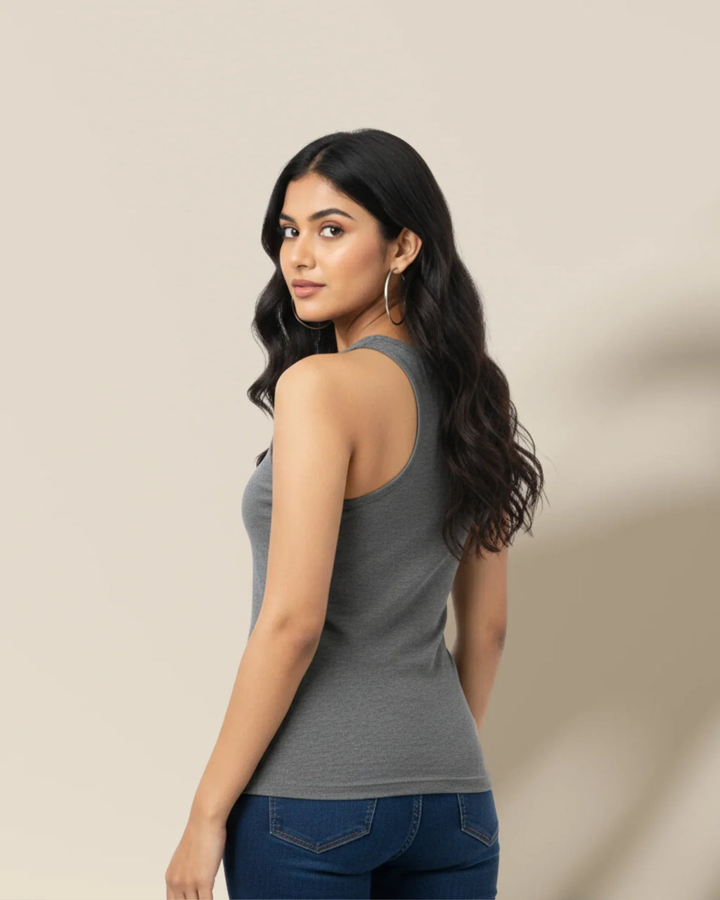 Plain Charcoal Melange Women's Tank Top - Avaiya Store