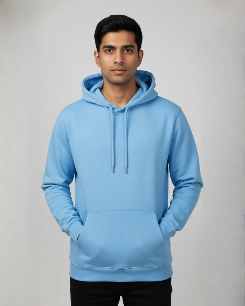 Plain Baby Blue Classic  Hoodie | For Man And Woman