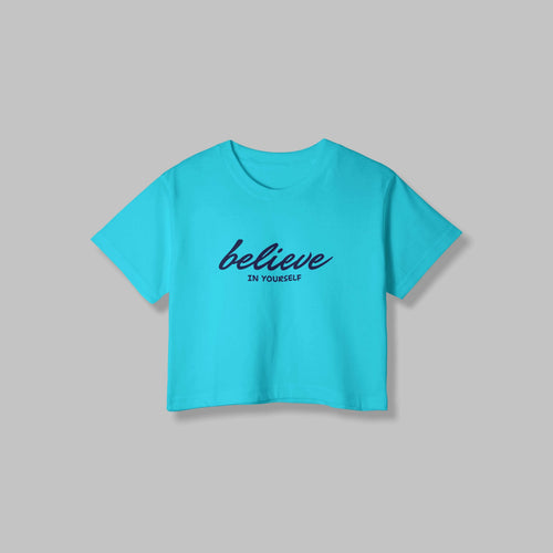 Believe | Women Crop Top | SkyBlue - Avaiya Store