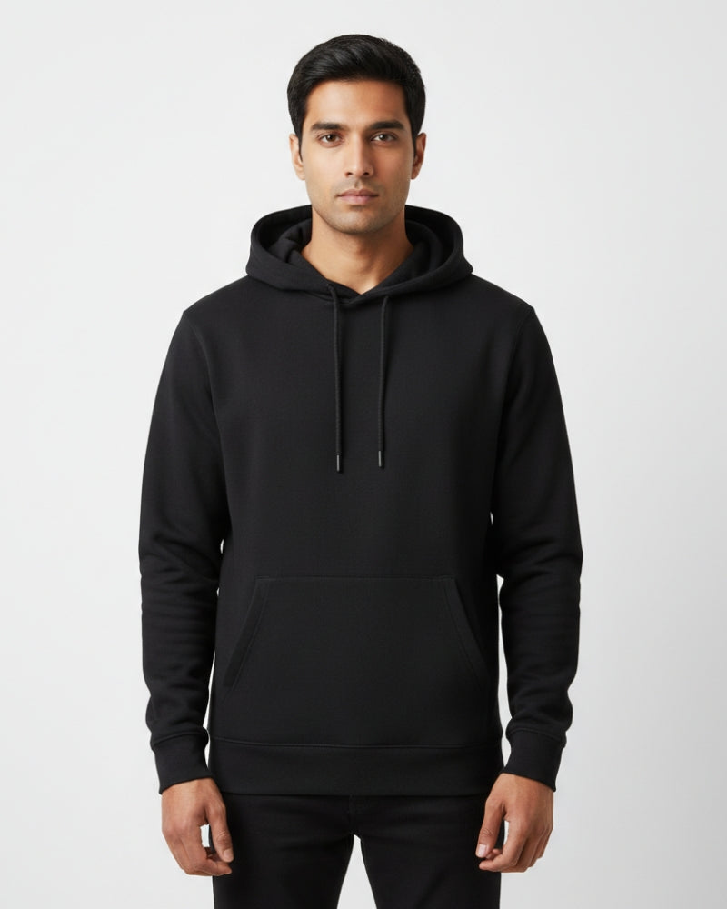 Plain Black Classic  Hoodie | For Man And Woman