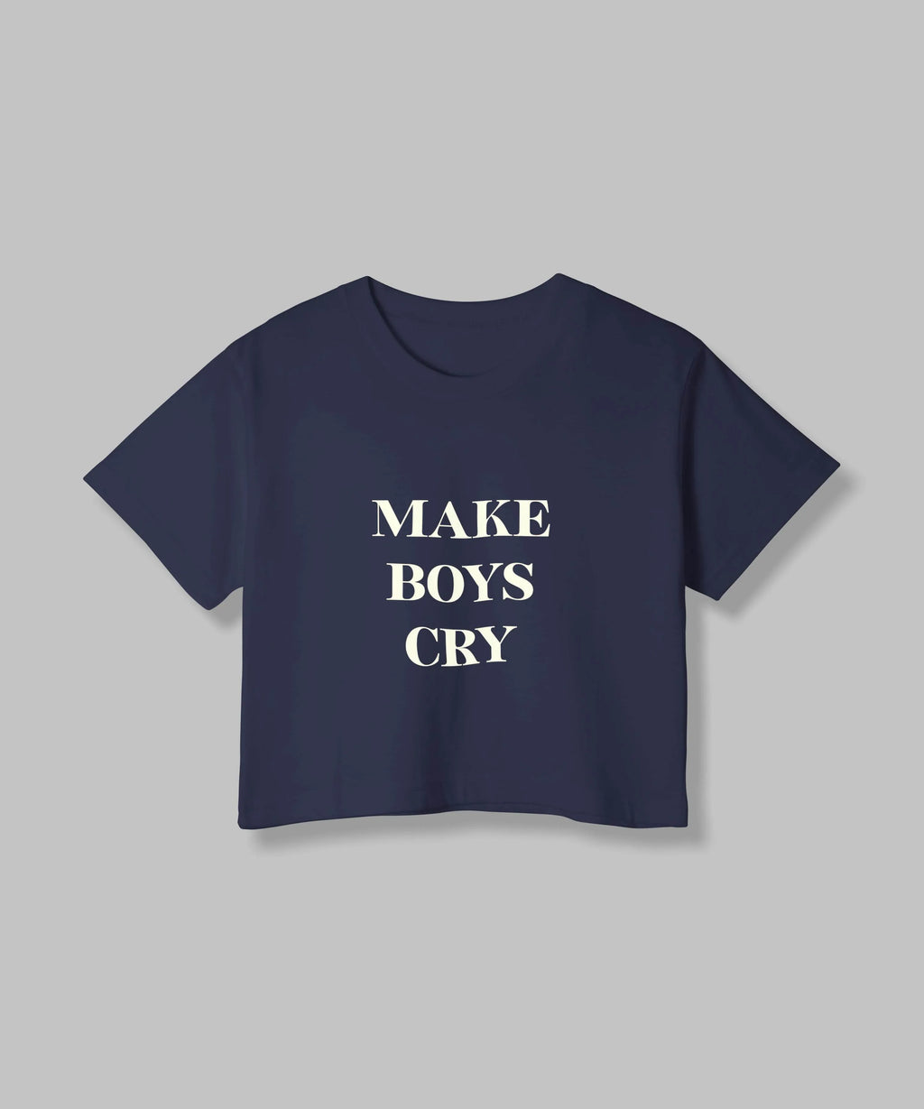 Make Boys Cry | Women Crop Top | Navi Blue - Avaiya Store