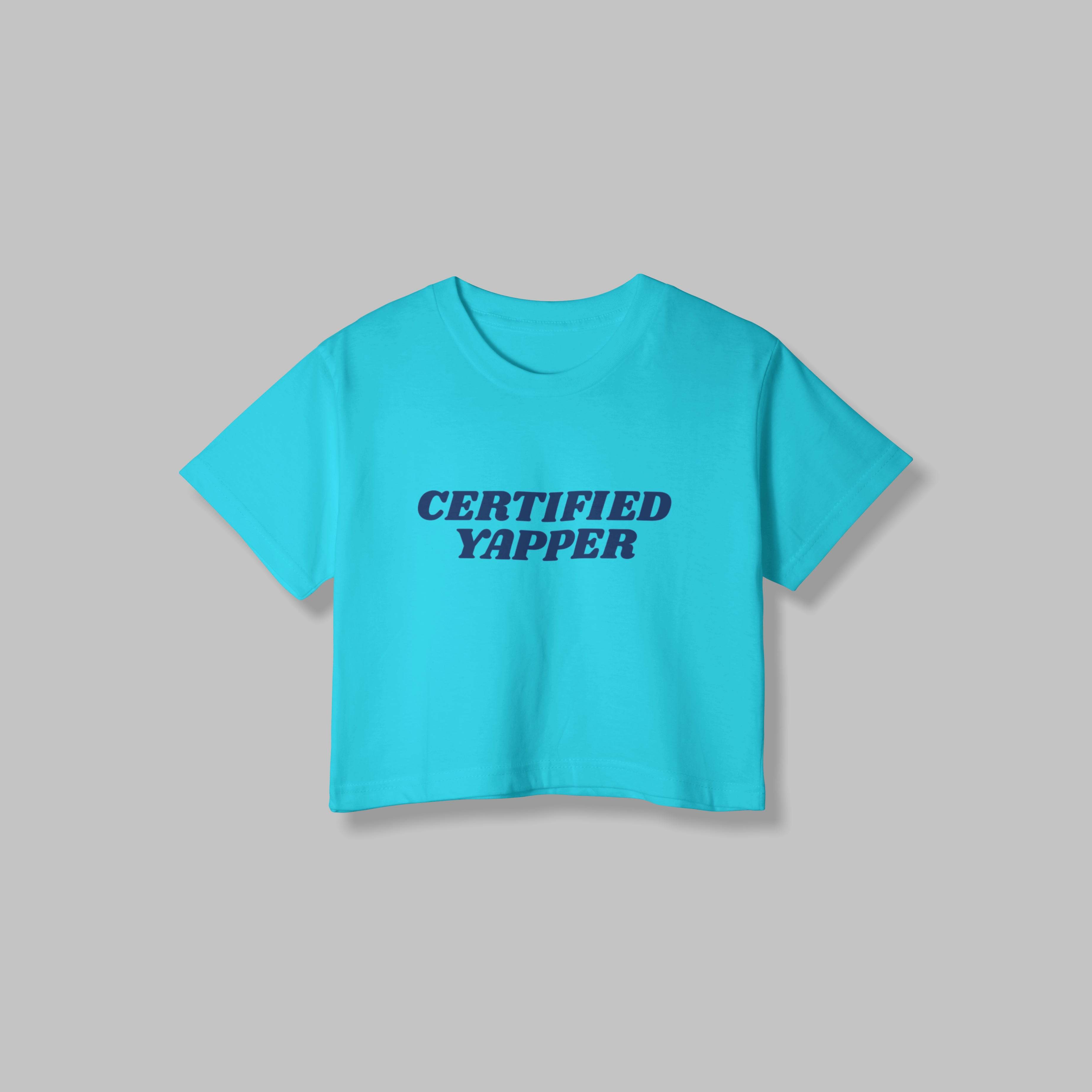 Certified Yapper | Women Crop Top | SkyBlue - Avaiya Clothings