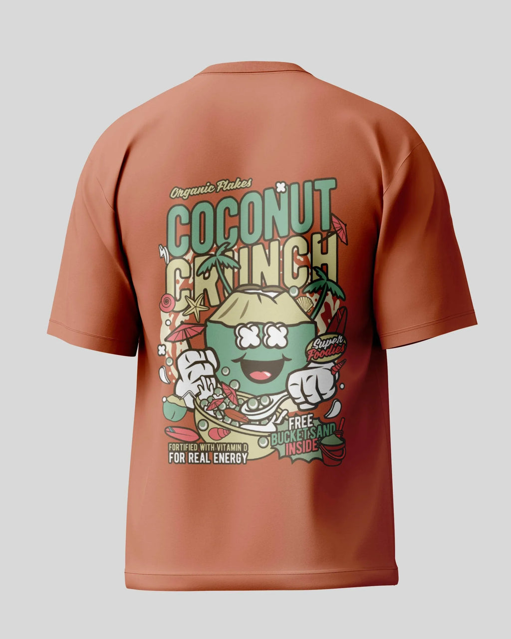 Coconut Crunch Oversized T-Shirt | Coral | Premium Quality by AvaiYa | Unisex - Avaiya Store
