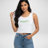 What? | Women’s Crop Tank | White - Avaiya Store
