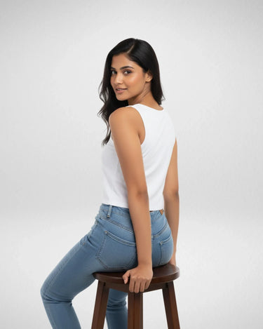What? | Women’s Crop Tank | White - Avaiya Store