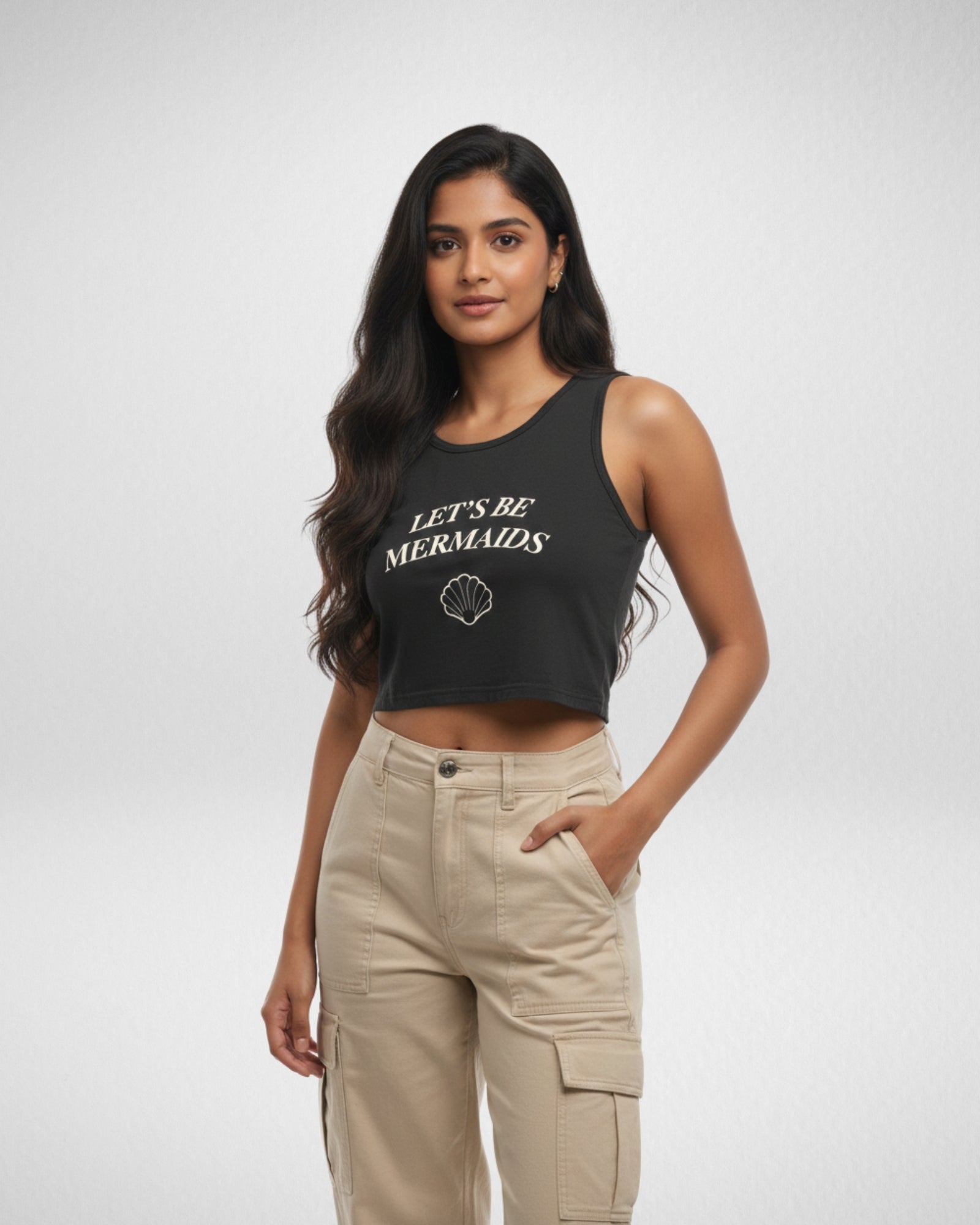 Let's Be Mermaids | Women’s Crop Tank | Black