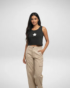 Star | Women’s Crop Tank | Black - Avaiya Store