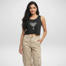 Heart Spider Web | Women’s Crop Tank | Black - Avaiya Store
