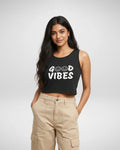 Good Vibes | Women’s Crop Tank | Black - Avaiya Store