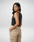 Good Vibes | Women’s Crop Tank | Black - Avaiya Store