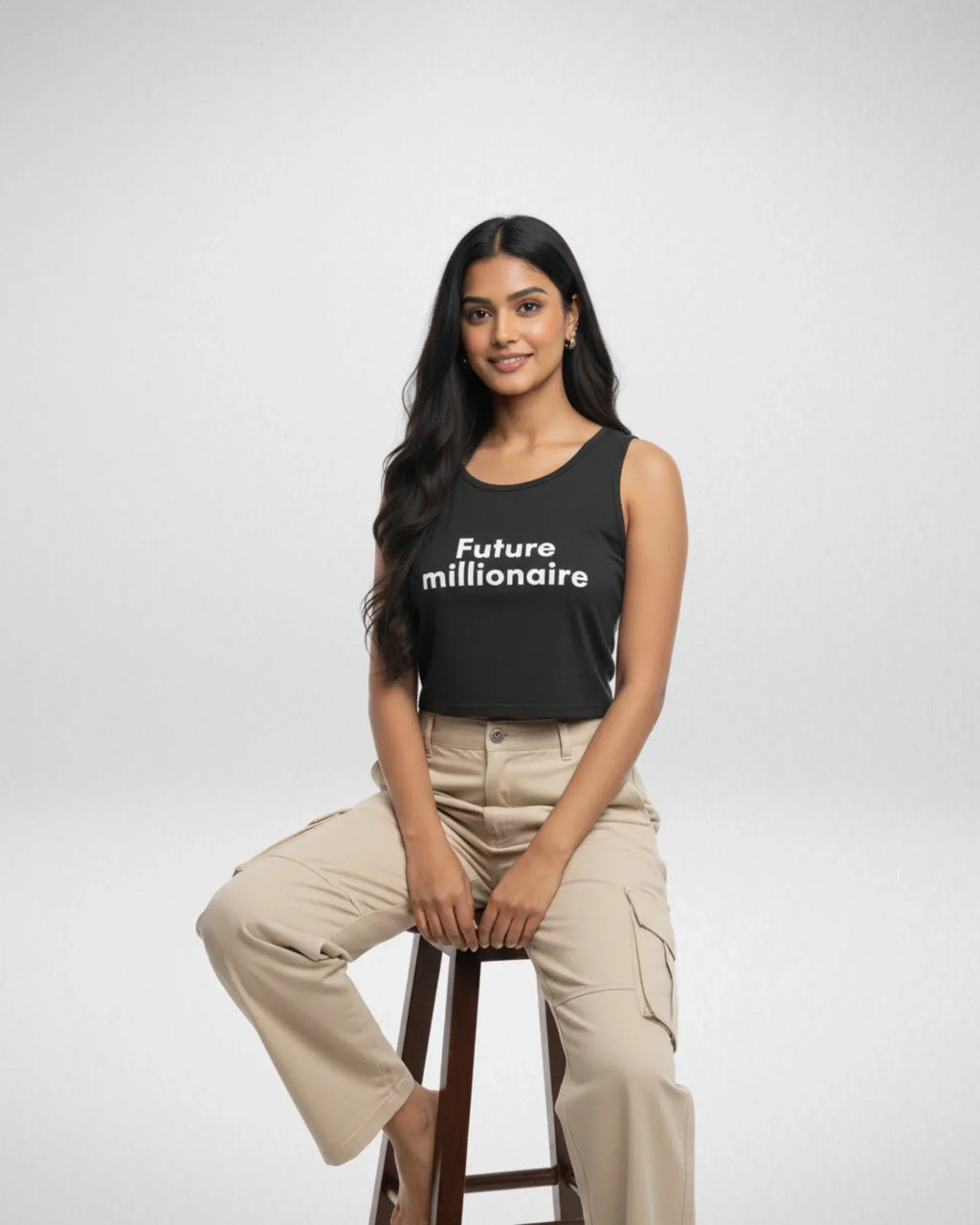 Future Millionaire | Women’s Crop Tank | Black