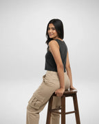 What? | Women’s Crop Tank | Black