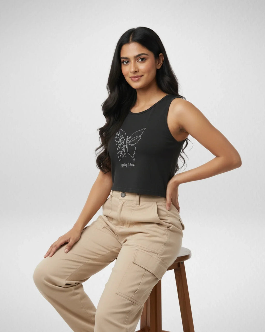 Spring is Here | Women’s Crop Tank | Black