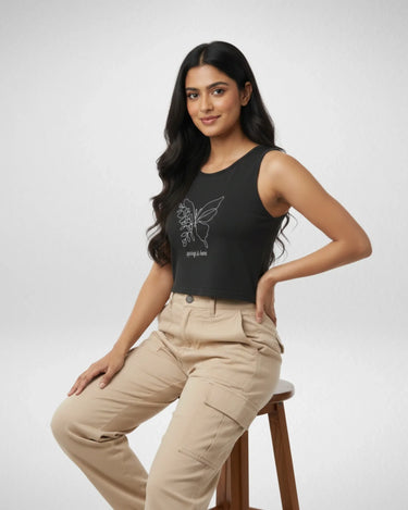Spring is Here | Women’s Crop Tank | Black - Avaiya Store