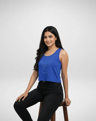 Spring is Here | Women’s Crop Tank | Royal Blue - Avaiya Store
