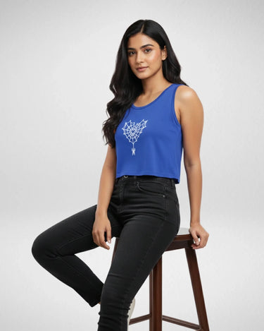 Heart Spider Web | Women’s Crop Tank | Royal Blue - Avaiya Store