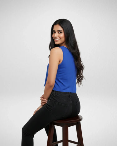 Cozy Vibes | Women’s Crop Tank | Royal Blue - Avaiya Store