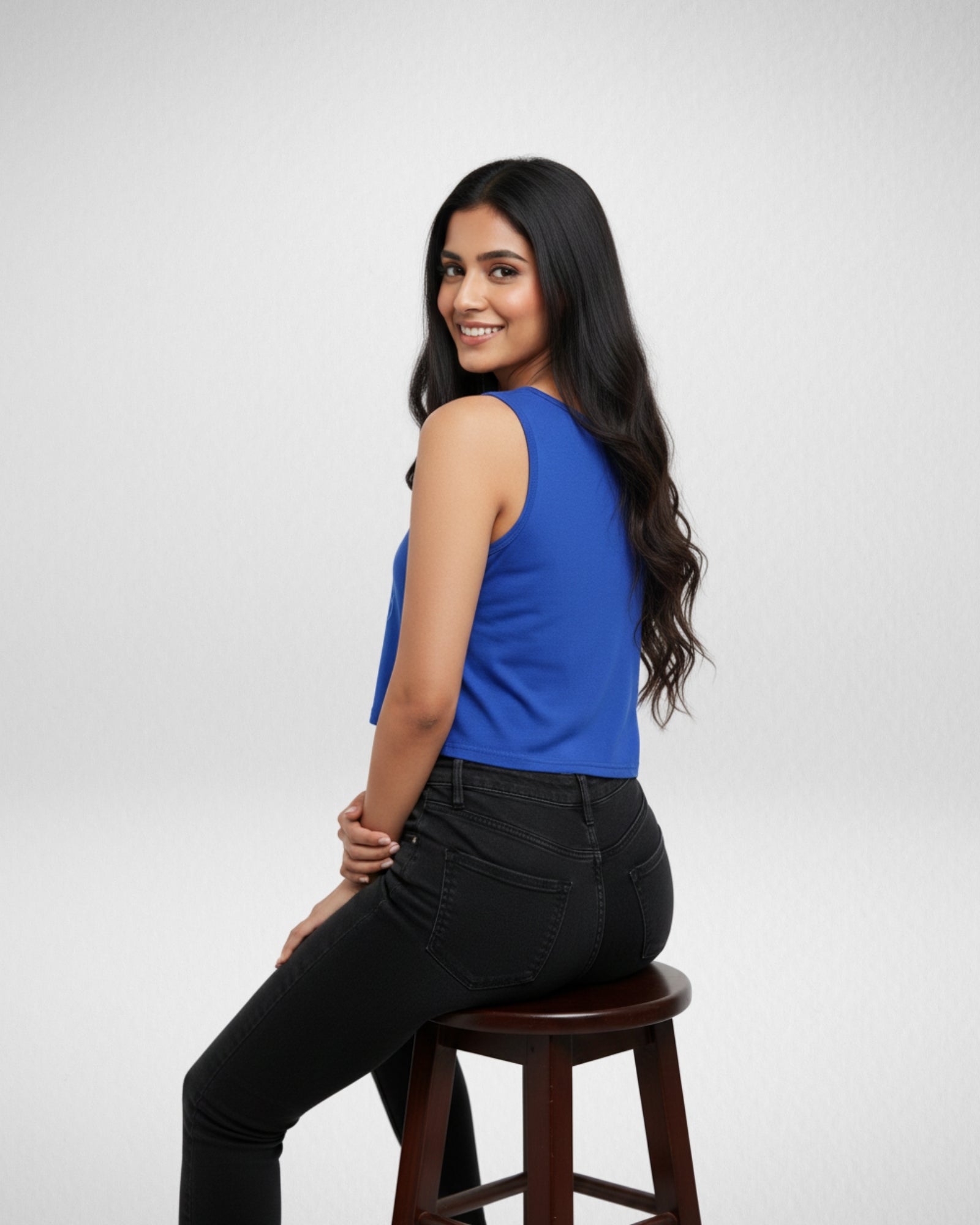 Cozy Vibes | Women’s Crop Tank | Royal Blue