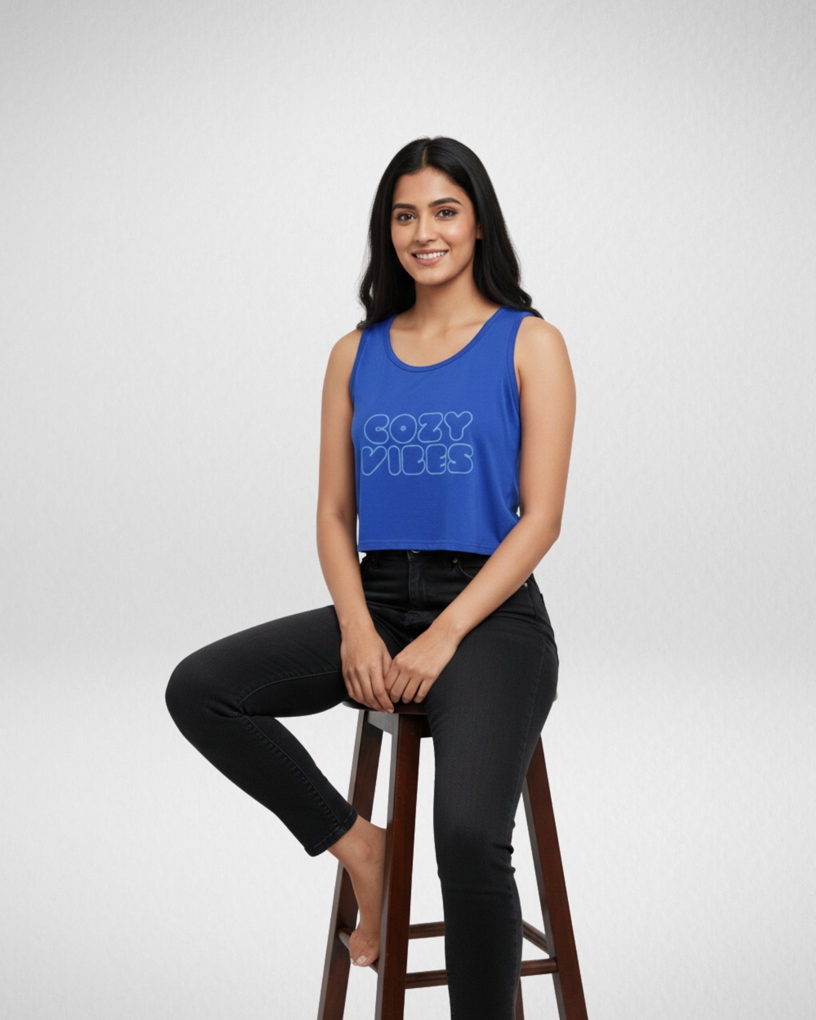Cozy Vibes | Women’s Crop Tank | Royal Blue