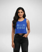 Good Vibes | Women’s Crop Tank | Royal Blue - Avaiya Store