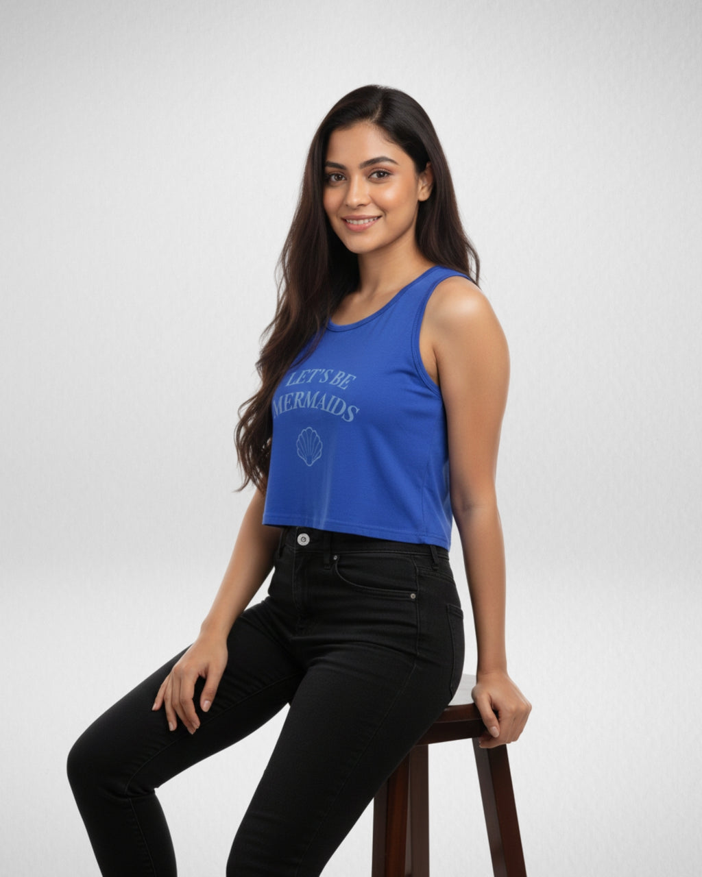 Let's Be Mermaids | Women’s Crop Tank | Royal Blue