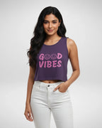 Good Vibes | Women’s Crop Tank | Purple