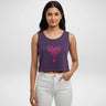 Heart Spider Web | Women’s Crop Tank | Purple - Avaiya Store