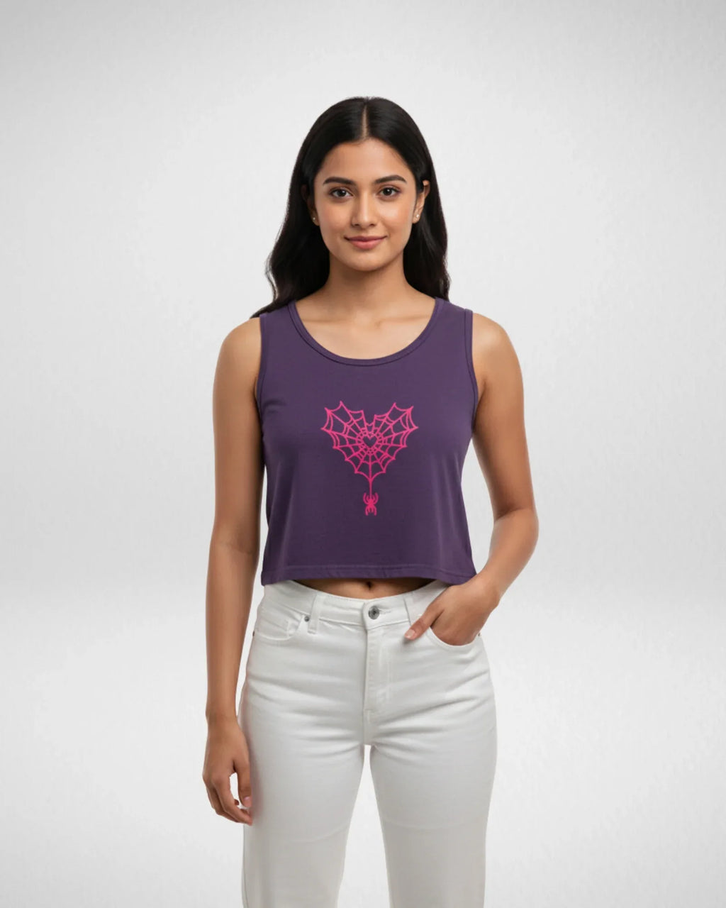 Heart Spider Web | Women’s Crop Tank | Purple