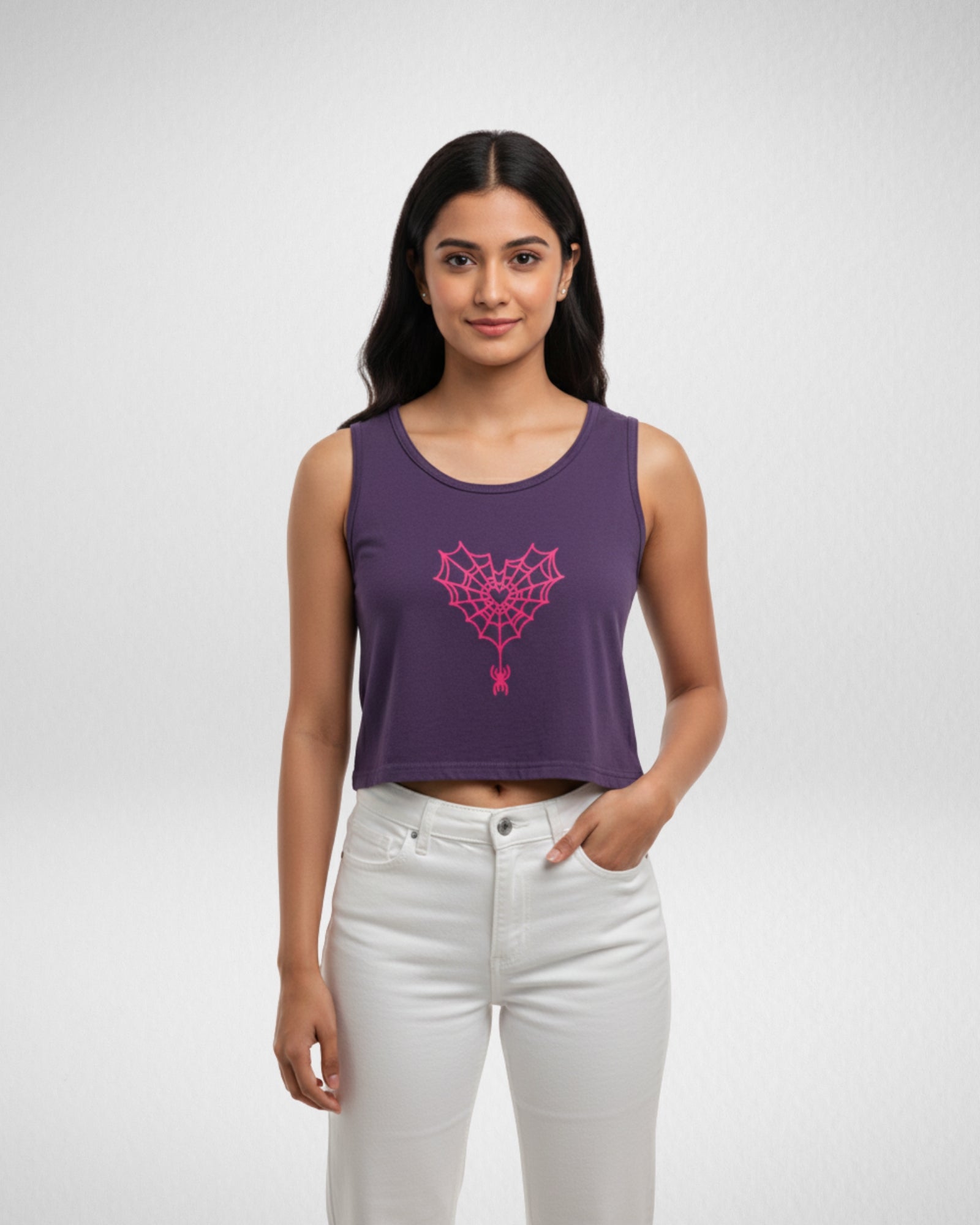 Heart Spider Web | Women’s Crop Tank | Purple
