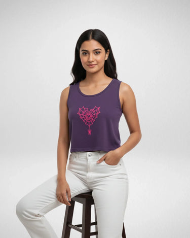 Heart Spider Web | Women’s Crop Tank | Purple - Avaiya Store