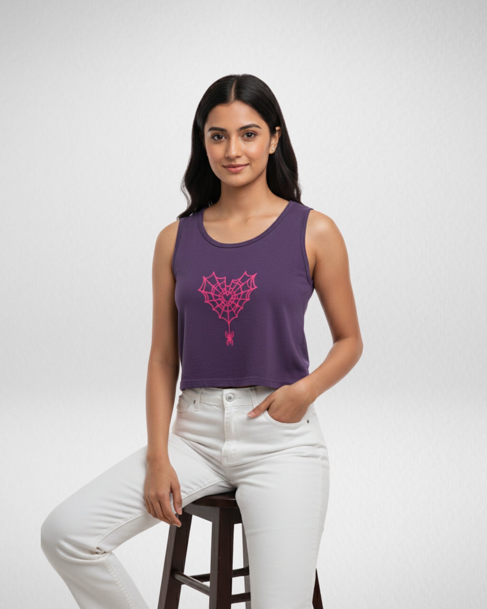 Heart Spider Web | Women’s Crop Tank | Purple