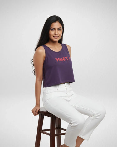 What? | Women’s Crop Tank | Purple - Avaiya Store