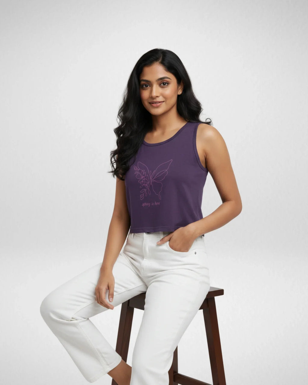 Spring Is Here | Women’s Crop Tank | Purple - Avaiya Store