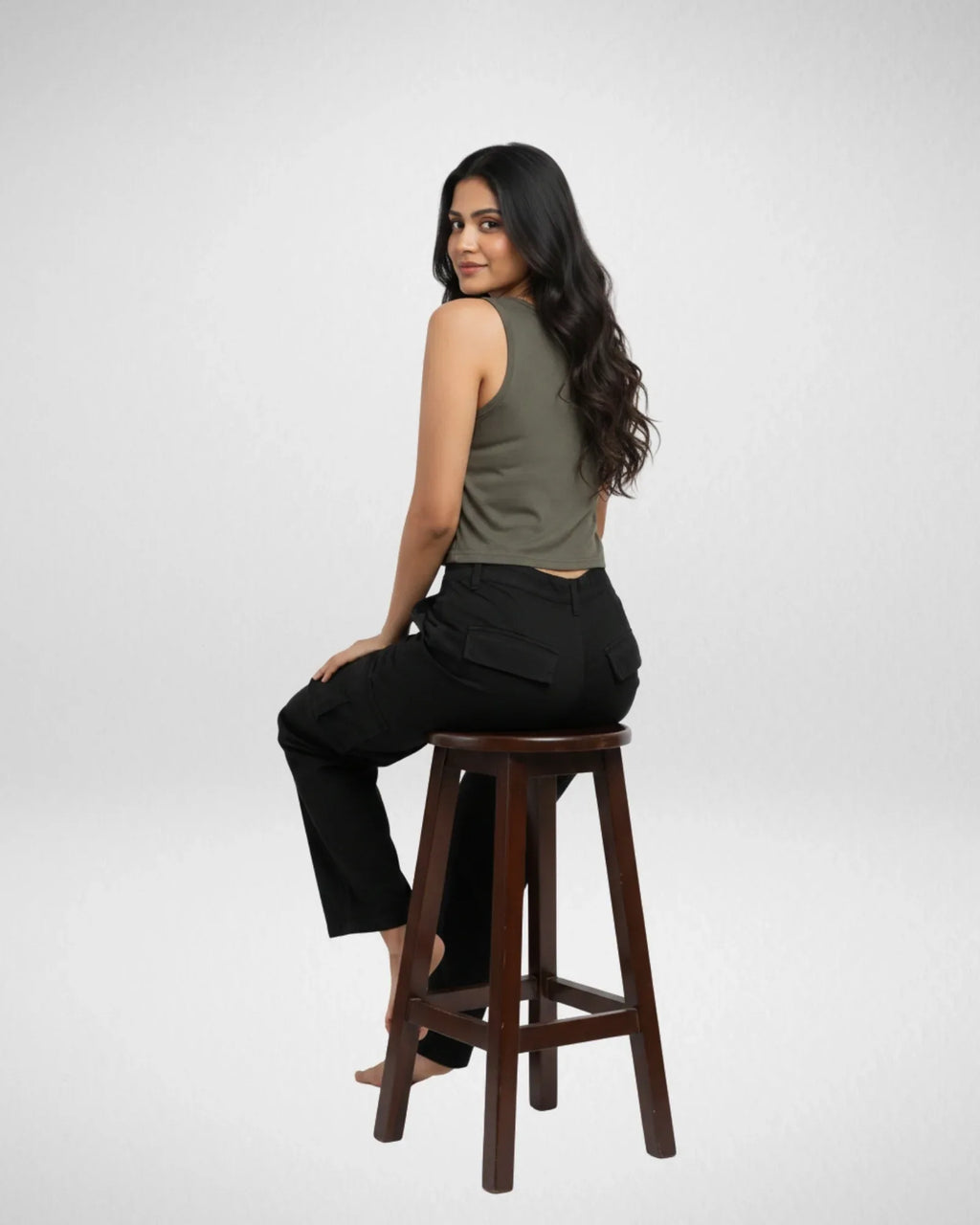 Cozy Vibes | Women’s Crop Tank | Olive Green - Avaiya Store