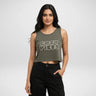Cozy Vibes | Women’s Crop Tank | Olive Green - Avaiya Store