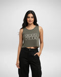Cozy Vibes | Women’s Crop Tank | Olive Green - Avaiya Store
