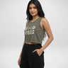 Good Vibes | Women’s Crop Tank | Olive Green - Avaiya Store