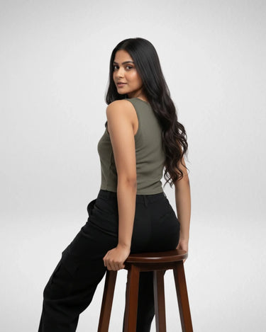 Future Millionaire | Women’s Crop Tank | Olive Green - Avaiya Store