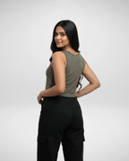 Future Millionaire | Women’s Crop Tank | Olive Green - Avaiya Store