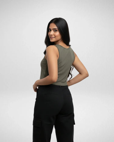 Future Millionaire | Women’s Crop Tank | Olive Green - Avaiya Store