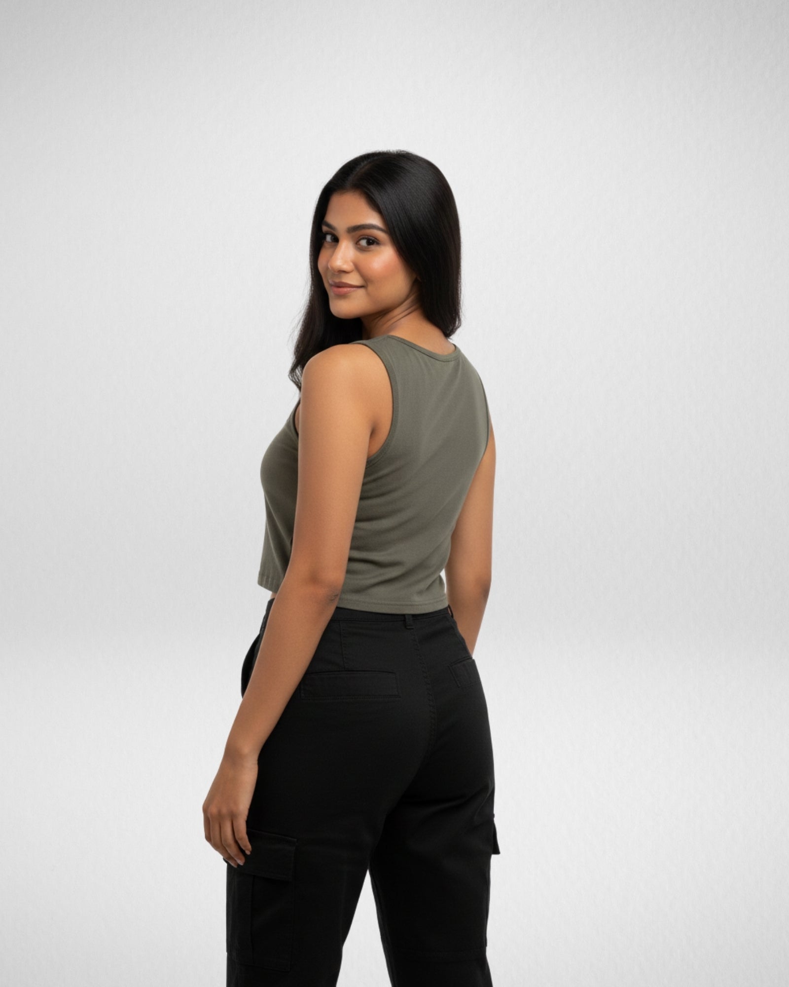 Let's Be Mermaids | Women’s Crop Tank | Olive Green