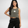 Star | Women’s Crop Tank | Olive Green - Avaiya Store